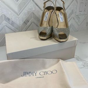 Jimmy Choo Classic 247 Clue glitter heels.